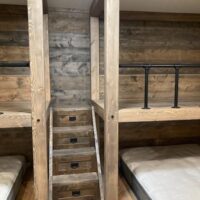 Built-In-Bunk-Bed-Beams-Storage-Drawers-Stairs-Metal-Pipe-Saftey-Rails-4