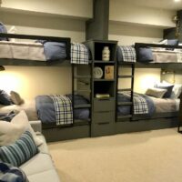 Grey-Painted-BuiltIn-Bunk-Beds-Black-Metal-Ladders-Saftey-Rails-1