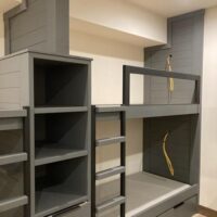 Grey-Painted-BuiltIn-Bunk-Beds-Black-Metal-Ladders-Saftey-Rails-3