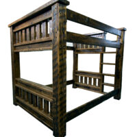 Rustic-wood-mission-bunk-bed-with-built-in-ladder-